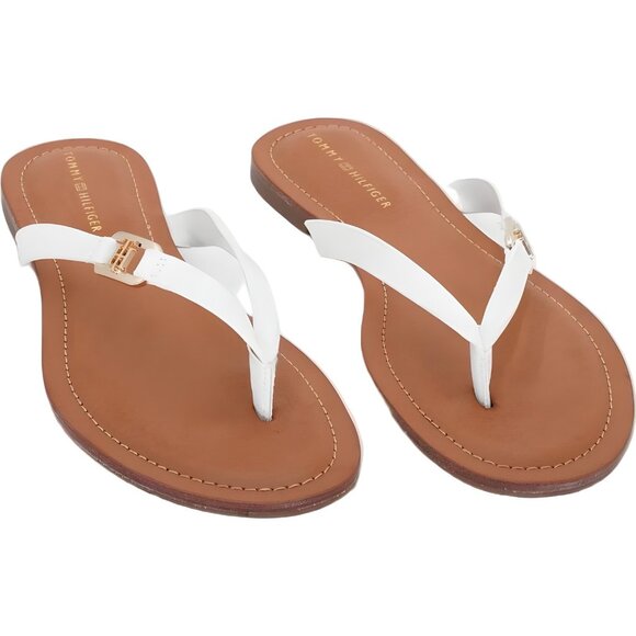 Tommy Hilfiger Liande White Logo Flat Thong Sandals Women's US 10M - Picture 4 of 6